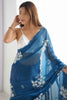 Fabulous Blue Sequins Organza Festival Wear Saree With Blouse