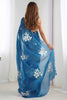 Fabulous Blue Sequins Organza Festival Wear Saree With Blouse