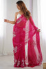 Breathtaking Pink Sequins Organza Function Wear Saree With Blouse