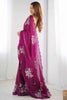 Delightful Wine Color Sequins Organza Event Wear Saree With Blouse