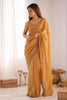 Alluring Mustard Embroidered Silk Function Wear Saree With Blouse