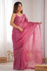 Captivating Pink Embroidered Silk Event Wear Saree With Blouse