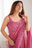 Captivating Pink Embroidered Silk Event Wear Saree With Blouse