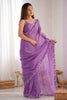 Shocking Light Purple Embroidered Silk Party Wear Saree With Blouse