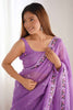 Shocking Light Purple Embroidered Silk Party Wear Saree With Blouse