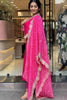 Captivating Hot Pink Printed Silk Function Wear Pant Suit With Dupatta