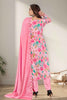 Glamorous Pink Floral Print Cotton Event Wear Pant Suit With Dupatta