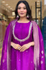 Awesome Violet Embroidered Silk Wedding Wear Pant Suit With Dupatta