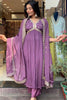 Incredible Light Purple Embroidered Silk Wedding Wear Pant Suit