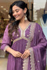 Incredible Light Purple Embroidered Silk Wedding Wear Pant Suit