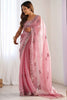 Amazing Pink Embroidered Organza Event Wear Saree With Blouse