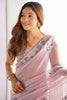 Charming Mauve Embroidered Organza Reception Wear Saree With Blouse