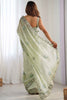 Attractive Pista Green Embroidered Organza Festival Wear Saree