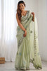 Attractive Pista Green Embroidered Organza Festival Wear Saree