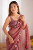 Tantalizing Dusty Pink Embroidered Georgette Reception Wear Saree