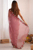 Tantalizing Dusty Pink Embroidered Georgette Reception Wear Saree