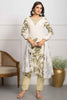 Alluring Off-White Embroidered Crepe Event Wear Pant Suit With Dupatta