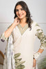 Alluring Off-White Embroidered Crepe Event Wear Pant Suit With Dupatta