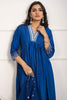 Adorable Blue Embroidered Silk Office Wear Pant Suit With Dupatta