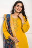 Adorable Mustard Embroidered Chanderi Silk Event Wear Pant Suit