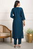 Endearing Teal Blue Embroidered Chanderi Silk Traditional Pant Suit