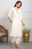 Gorgeous Off-White Embroidered Viscose Blend Traditional Pant Suit