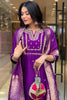 Ravishing Purple Embroidered Viscose Wedding Wear Pant Suit