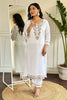 Splendid White Embroidery Work Viscose Event Wear Pant Suit