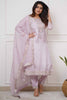 Surprising Lilac Color Embroidery Work Viscose Wedding Wear Pant Suit