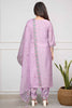 Surprising Lilac Color Embroidery Work Viscose Wedding Wear Pant Suit