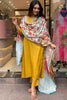 Amazing Mustard Embroidery Work Viscose Traditional Pant Suit