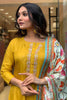 Amazing Mustard Embroidery Work Viscose Traditional Pant Suit