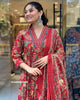 Ravishing Red Color Printed Cotton Event Wear Pant Suit