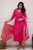 Shocking Pink Embroidery Work Viscose Wedding Wear Pant Suit