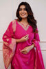 Shocking Pink Embroidery Work Viscose Wedding Wear Pant Suit