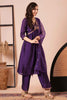 Fabulous Purple Embroidery Work Vichitra Silk Festival Wear Pant Suit