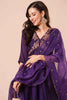 Fabulous Purple Embroidery Work Vichitra Silk Festival Wear Pant Suit