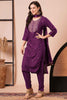 Captivating Purple Embroidered Rayon Function Wear Pant Suit