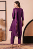 Captivating Purple Embroidered Rayon Function Wear Pant Suit