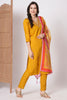 Alluring Mustard Embroidered Viscose Haldi Wear Pant Suit