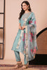 Enjoyable Sea Green Embroidered Viscose Event Wear Pant Suit