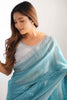 Marvelous Sky-Blue Sequins Jimmy Choo Engagement Wear Saree