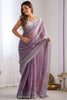 Stunning Lavender Sequins Oragnza Cocktail Party Wear Saree