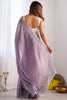 Stunning Lavender Sequins Oragnza Cocktail Party Wear Saree