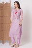 Alluring Purple Embroidery Work Taby Silk Festival Wear Pant Suit