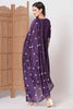 Surprising Purple Embroidered Silk Event Wear Pant Suit With Dupatta