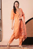 Dazzling Orange Embroidered Silk Function Wear Pant Suit With Dupatta