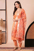 Dazzling Orange Embroidered Silk Function Wear Pant Suit With Dupatta