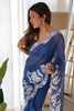 Precious Blue Embroidered Organza Event Wear Saree With Blouse