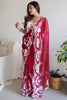 Adorable Red Thread Work Organza Cocktail Wear Saree With Blouse